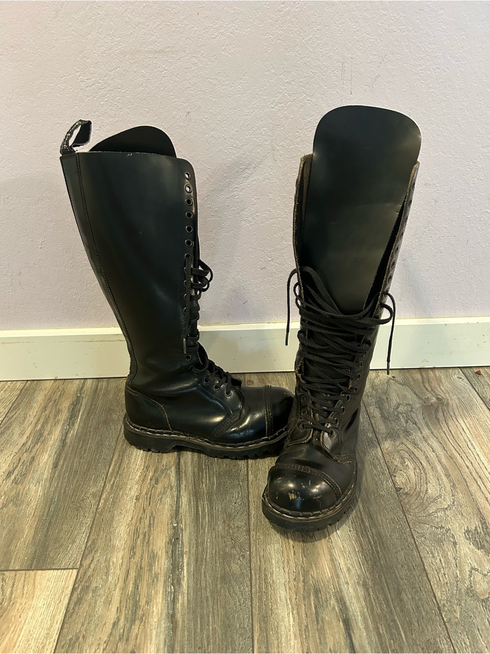 Gripfast Tall Combat Boots England Women 7/7.5 Black Leather 20 Eye Steel Toe